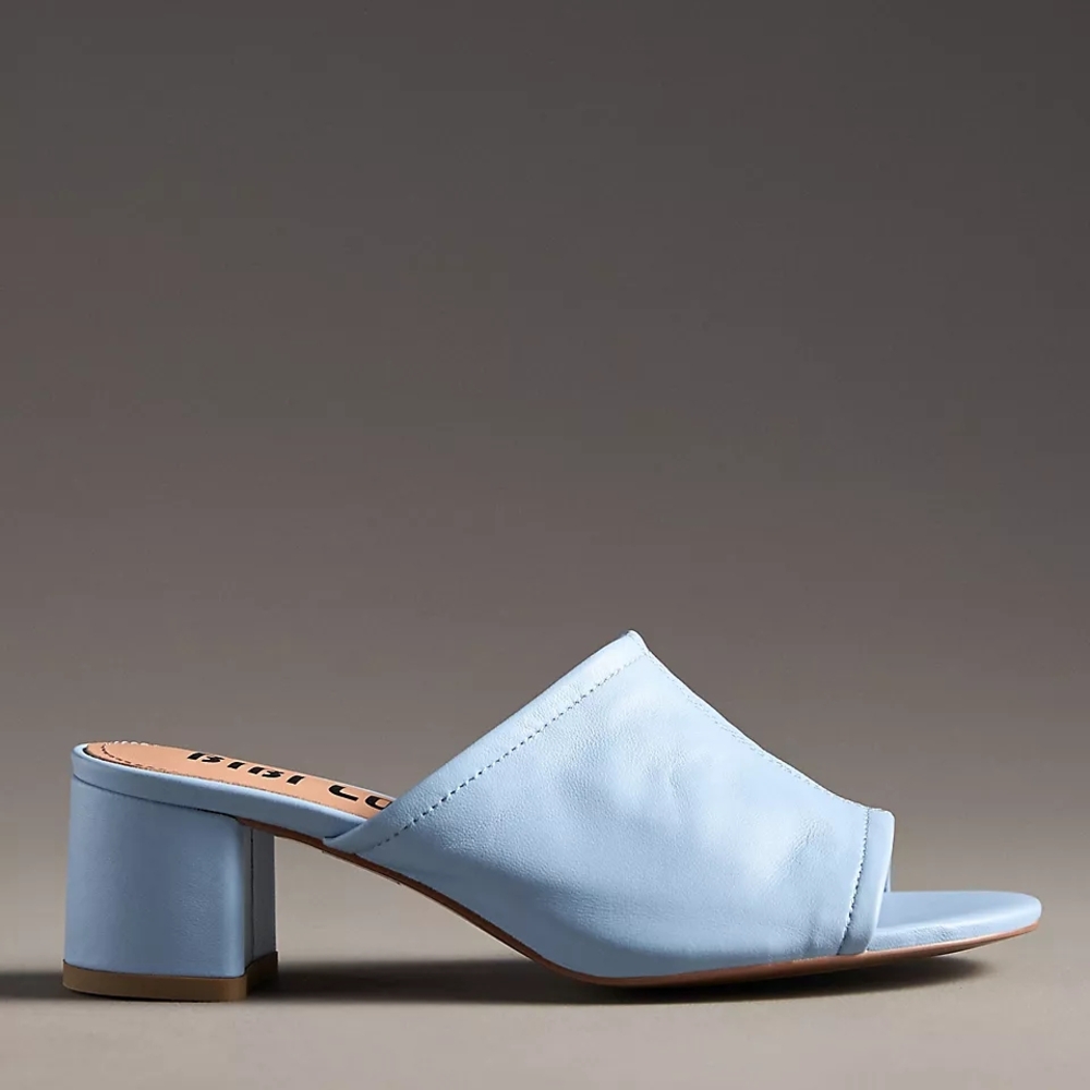 Light Blue Women's Block Heel Mules